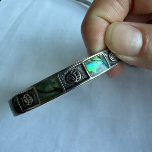 Vintage‎ Silver and Abalone Bracelet 9 inches